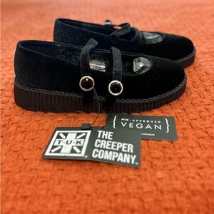 T.U.K. Black Velvet 2-Strap Mary Jane Shoes